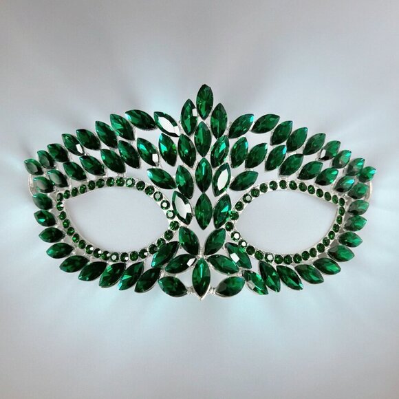 Handmade masquerade mask, Green crystal mask, Wedding party mask Masquerade ball - Picture 4 of 8